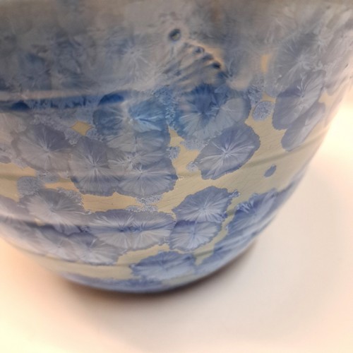 JP-023 Vase, Blue & White Crystalline  $425 at Hunter Wolff Gallery